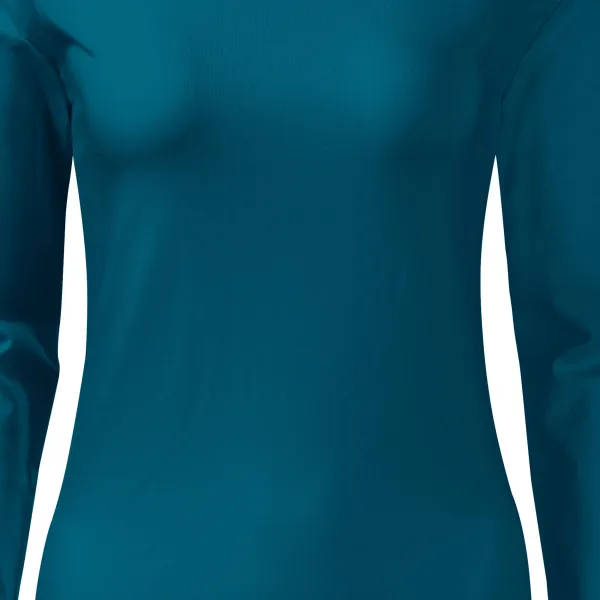 Damska dopasowana koszulka z długim rękawem - Łagodnie zwężane cięcie