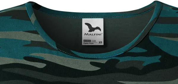 Damska koszulka w kamuflażu - Klasyczny okrągły dekolt