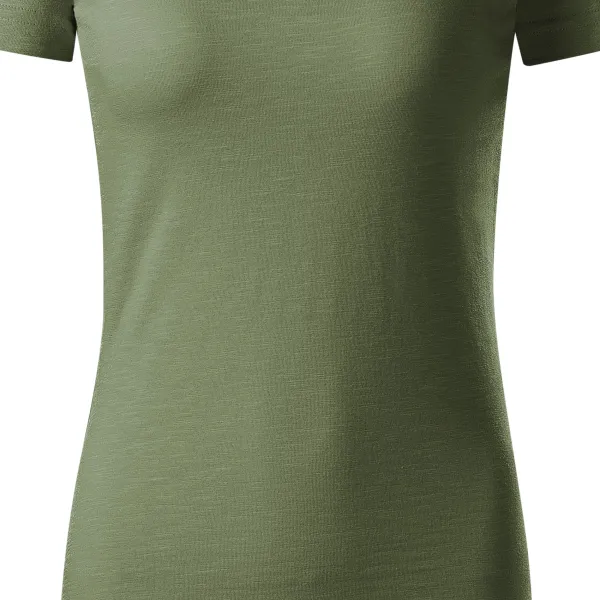 T-shirt damski, teksturowana bawełna organiczna - Łagodnie zwężane cięcie