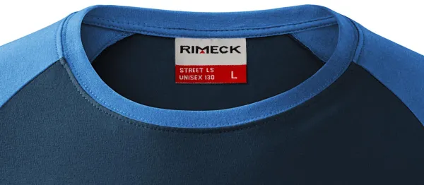 Męska koszulka kontrastowa z długim rękawem - Klasyczny okrągły dekolt