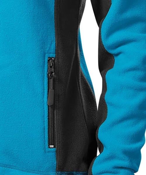 Kontrastowa kurtka damska z polaru - Praktyczne kieszenie zapinane na zamek