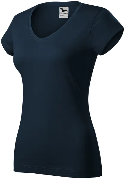 T-shirt damski slim fit z dekoltem w szpic - Damska koszulka na co dzień