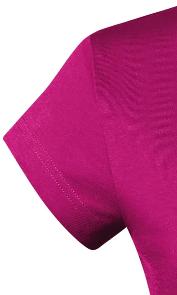 T-shirt damski slim fit z dekoltem w szpic - Bardzo krótkie rękawy