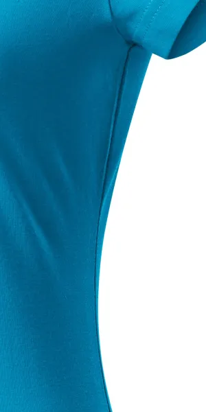 T-shirt damski slim fit z dekoltem w szpic - Krój z bocznymi szwami