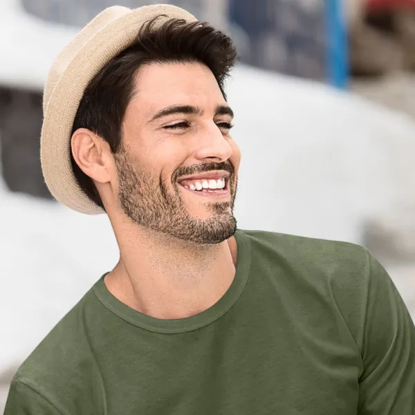 Męska koszulka z długim rękawem - Klasyczny okrągły dekolt