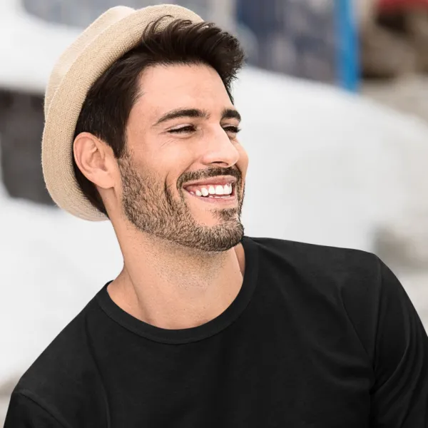 Męska koszulka z długim rękawem - Klasyczny okrągły dekolt