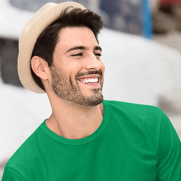 Męska koszulka z długim rękawem - Klasyczny okrągły dekolt