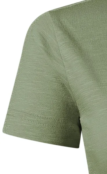 T-shirt damski, teksturowana bawełna organiczna - Klasyczne krótkie rękawy