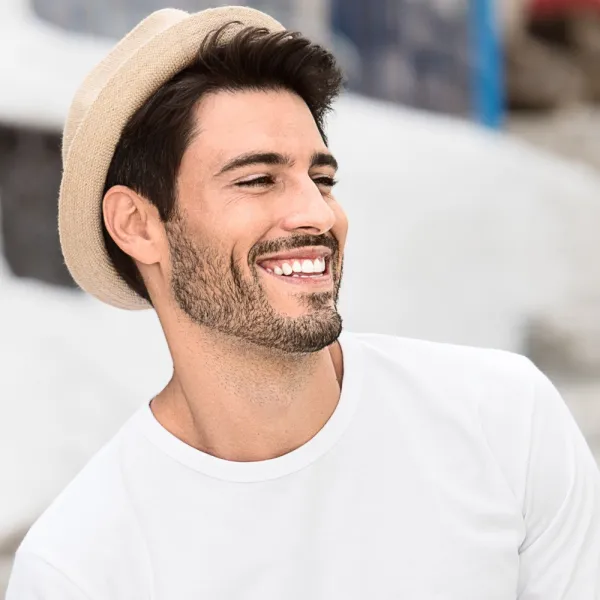 Męska koszulka z długim rękawem - Klasyczny okrągły dekolt