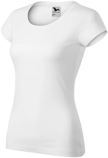 T-shirt damski slim fit z okrągłym dekoltem - Wygodna bawełniana koszulka damska