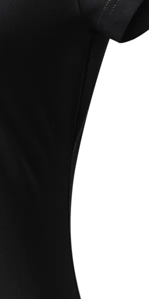 T-shirt damski slim fit z dekoltem w szpic - Krój z bocznymi szwami