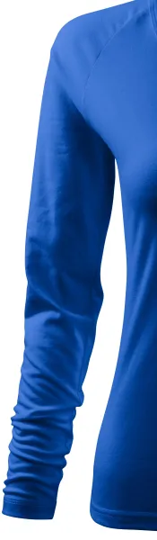 Damska dopasowana koszulka, dekolt w szpic - Długie rękawy typu raglan