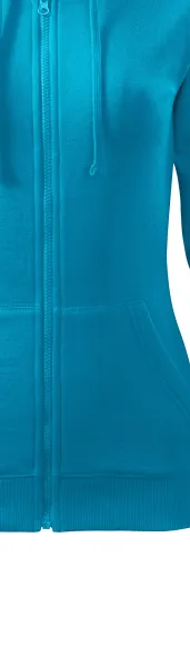 Bluza damska z kapturem - Zamek błyskawiczny w kolorze bluzy