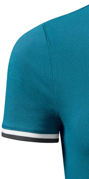 Męska koszulka polo z kołnierzem do góry - Krótkie rękawy z kontrastowymi paskami