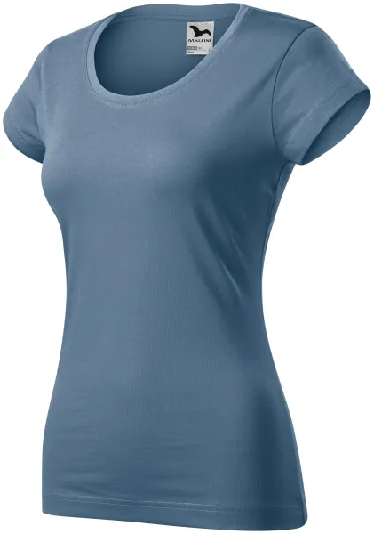 T-shirt damski slim fit z okrągłym dekoltem - Wygodna bawełniana koszulka damska
