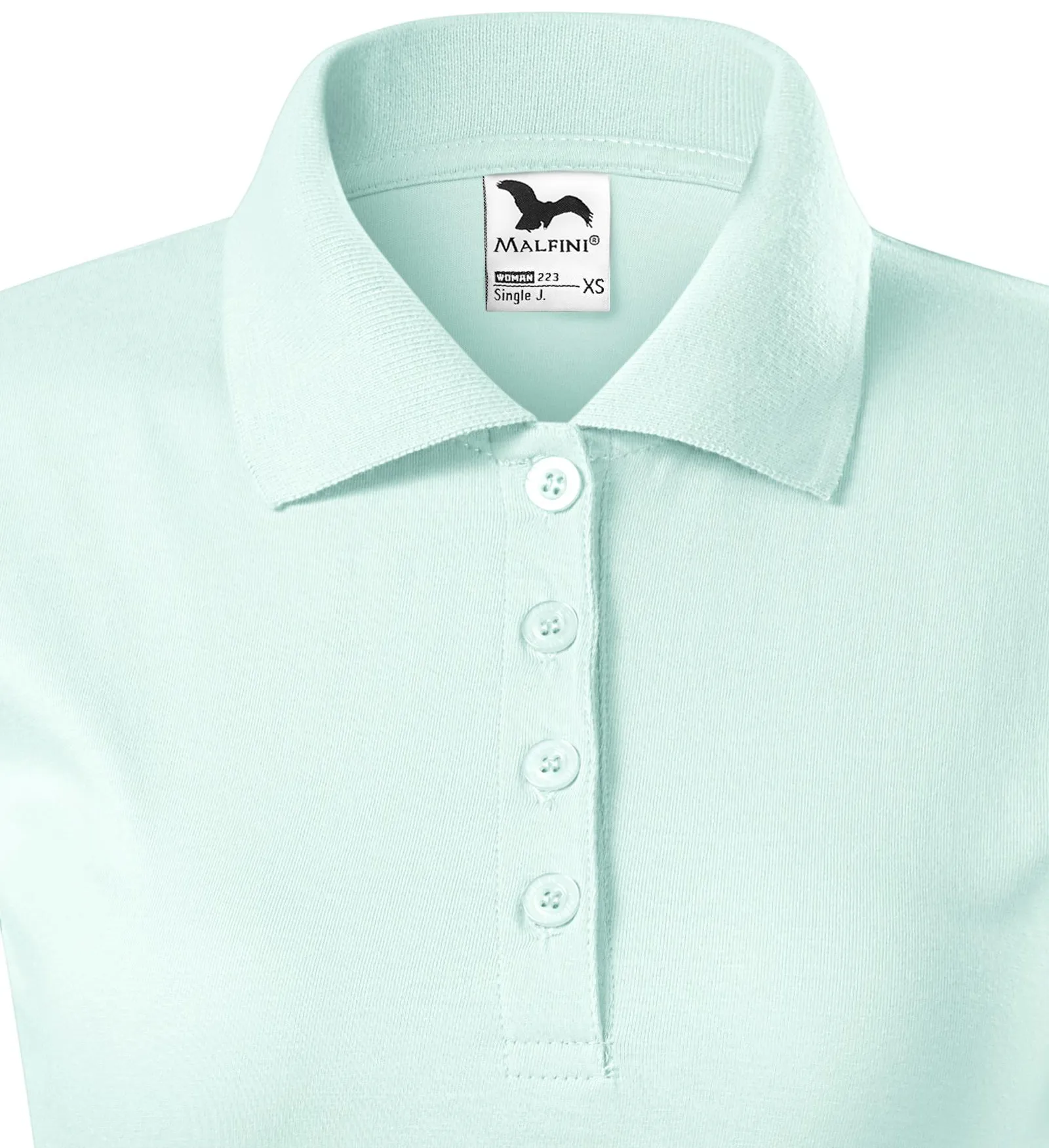 Damska koszulka polo slim fit - Zapięcie na 4 guziki